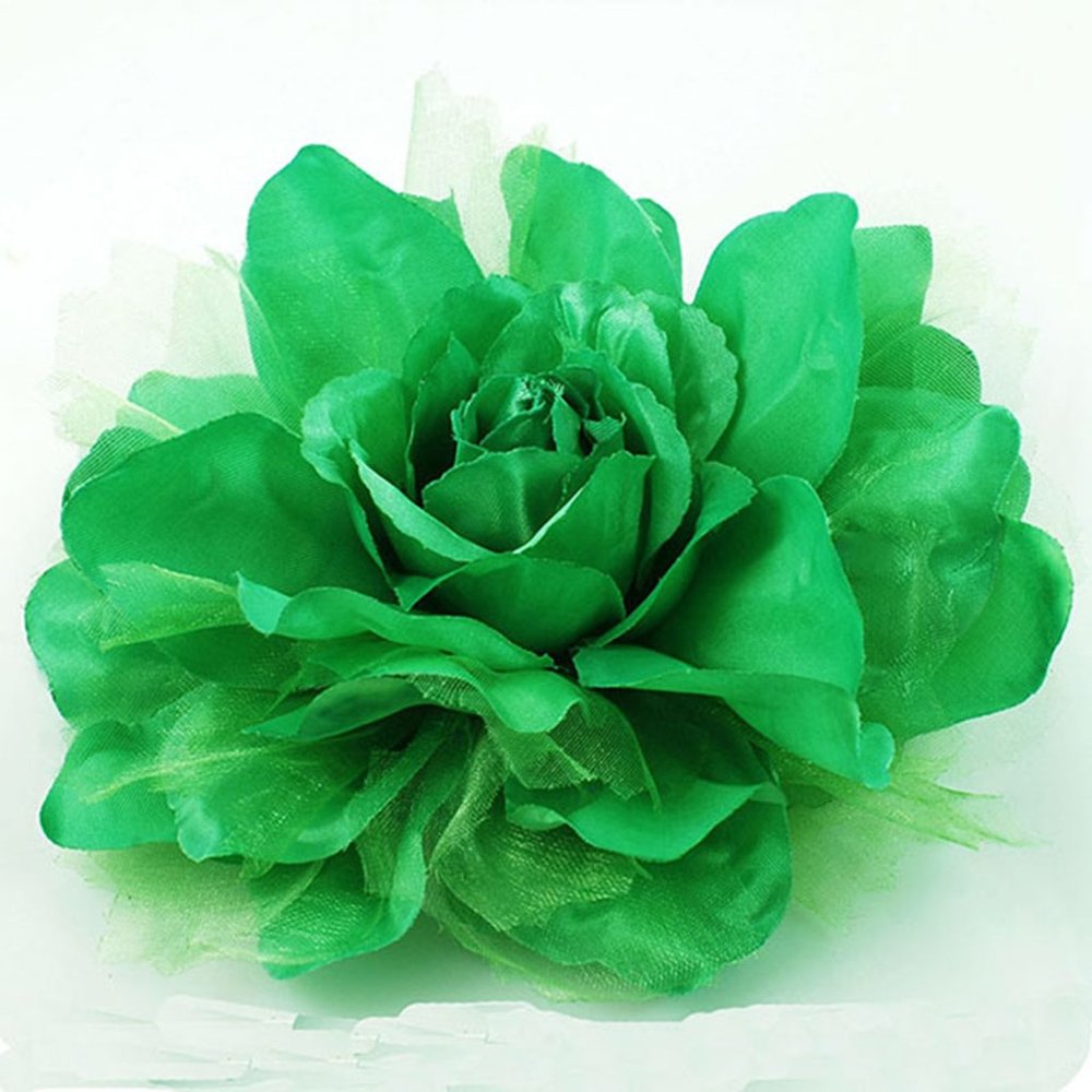 5-1/2" Hand Made Large Fabric Green Flower